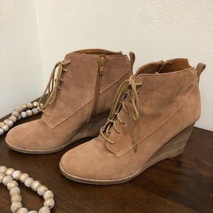 Lucky Brand brown wedge booties
